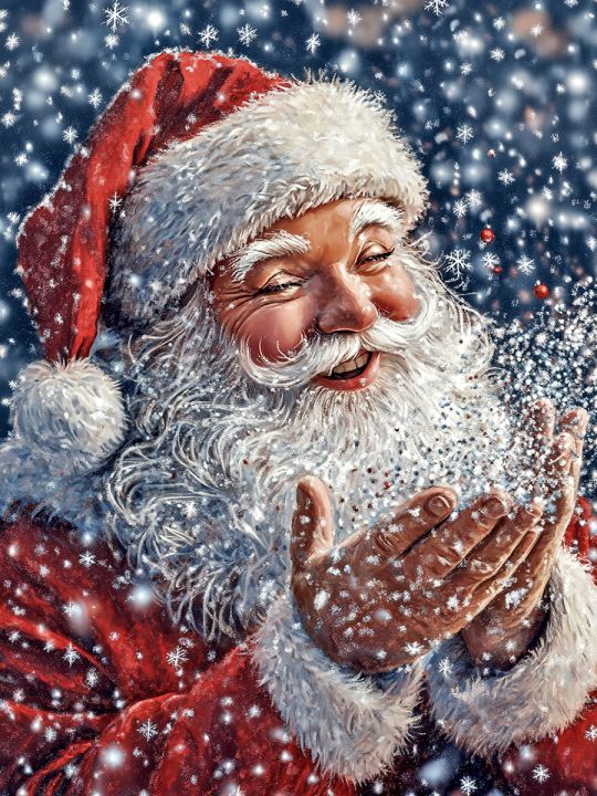 Алмазная мозаика без подрамника «Дед Мороз» 50x40 см