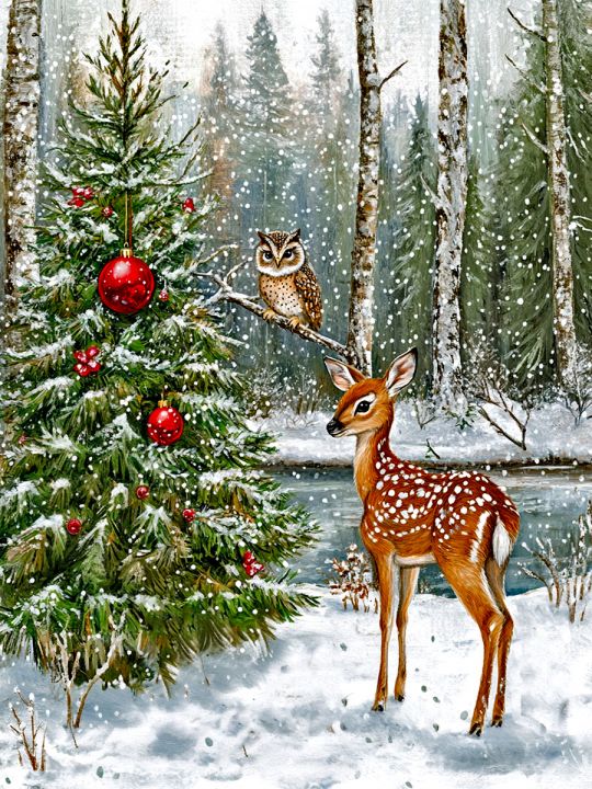 Алмазная мозаика без подрамника «Новый год» 35x25 см