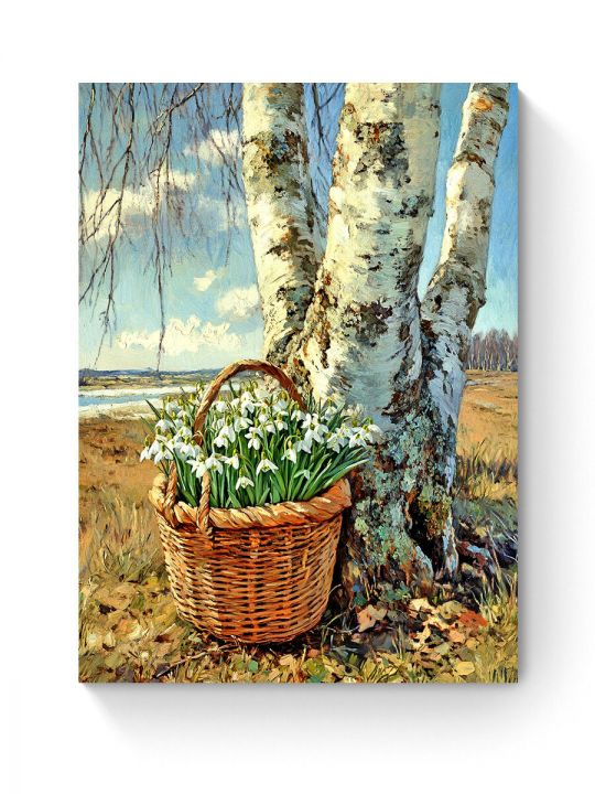 Алмазная мозаика на подрамнике «Подснежники» 40x30 см, 50 цветов