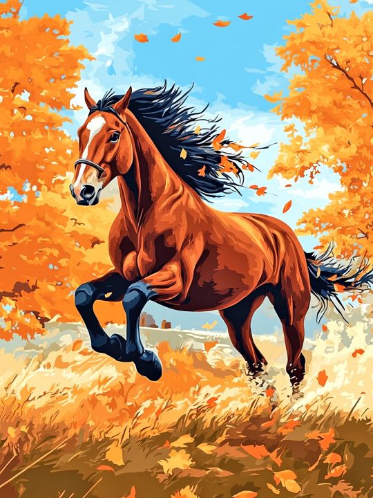 Алмазная мозаика без подрамника «Гнедой конь» 130x100 см