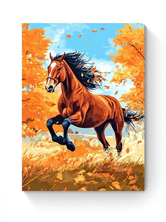 Алмазная мозаика на подрамнике «Гнедой конь» 40x30 см