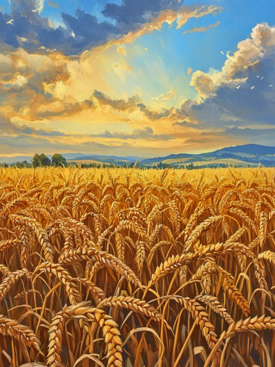 Алмазная мозаика без подрамника «Пшеничное поле» 130x100 см