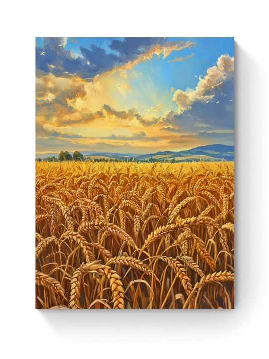 Алмазная мозаика на подрамнике «Пшеничное поле» 50x40 см