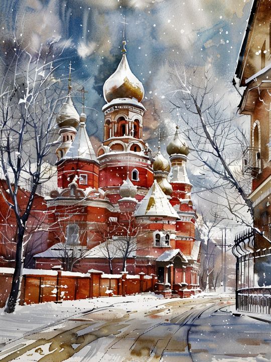 Алмазная мозаика без подрамника «Зимний собор» 50x40 см