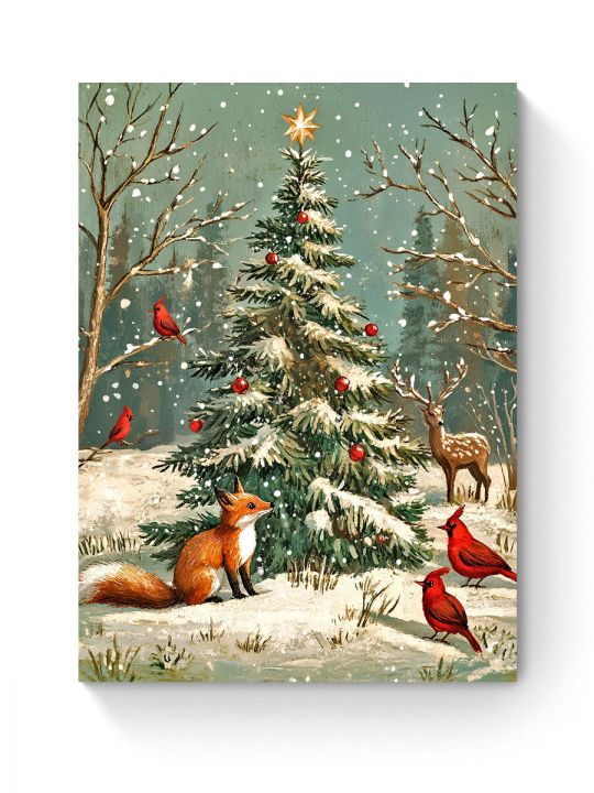 Алмазная мозаика на подрамнике «Новогодняя елка» 40x30 см, 50 цветов