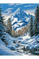 Алмазная мозаика без подрамника «Зима в горах» 130x100 см