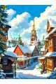 Алмазная мозаика без подрамника «Зимний городок» 50x40 см