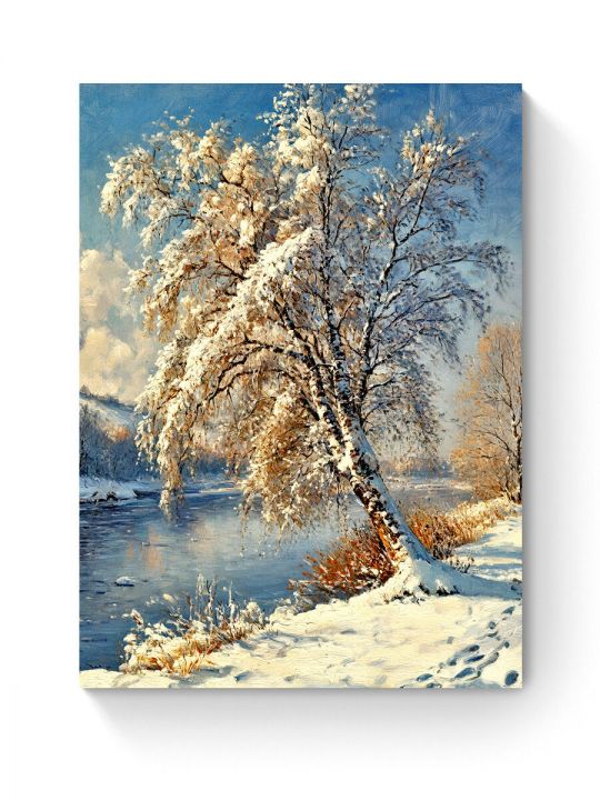 Алмазная мозаика на подрамнике «Береза зимой» 60x45 см