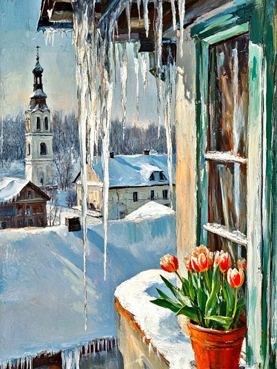 Алмазная мозаика без подрамника «Пришла весна» 50x40 см, 50 цветов