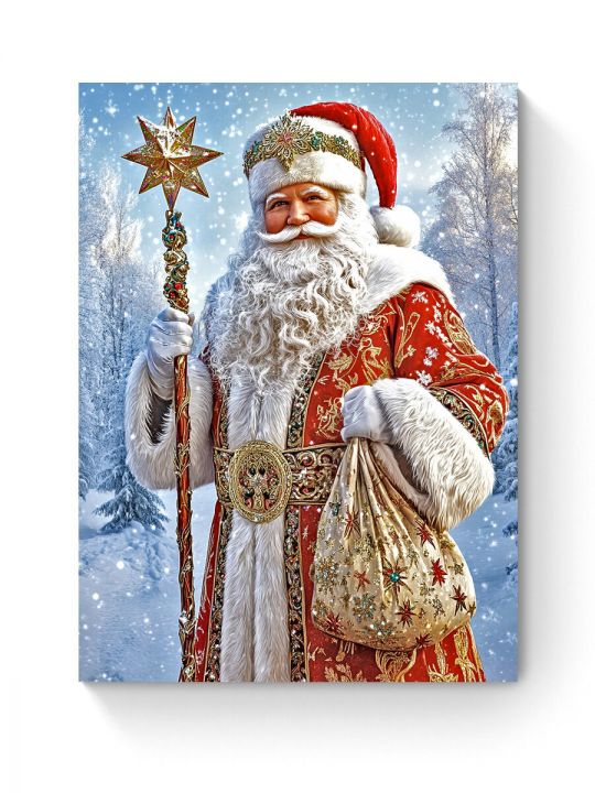 Алмазная мозаика на подрамнике «Дед Мороз» 40x30 см, 50 цветов