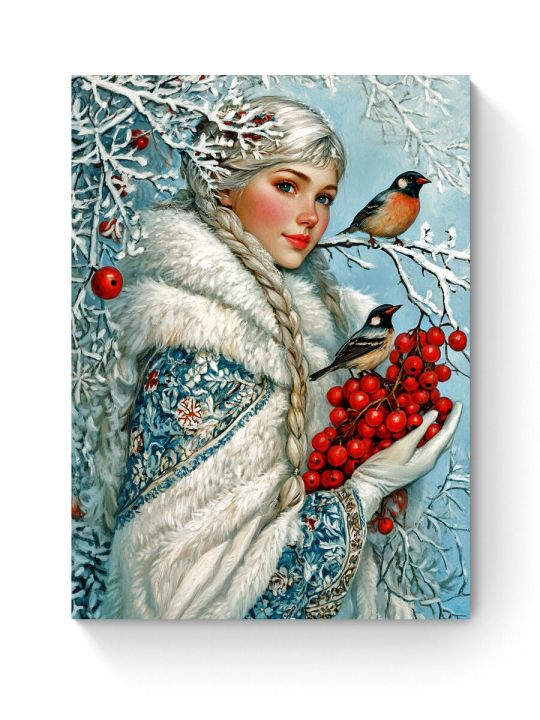 Алмазная мозаика на подрамнике «Снегурочка» 40x30 см