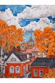 Алмазная мозаика без подрамника «Осенний городок» 50x40 см