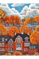 Алмазная мозаика без подрамника «Осенний городок» 50x40 см