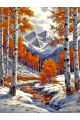 Алмазная мозаика без подрамника «Осень в горах» 130x100 см