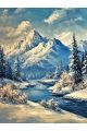 Алмазная мозаика без подрамника «Зима в горах» 50x40 см