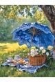 Алмазная мозаика без подрамника «Завтрак в саду» 25x20 см