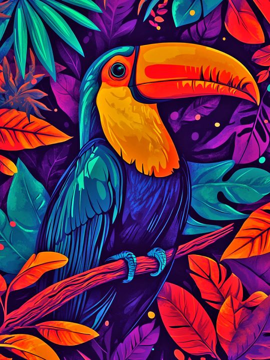 Алмазная мозаика без подрамника «Птица Тукан» 25x20 см