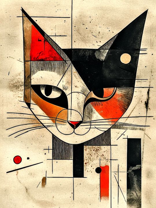 Алмазная мозаика без подрамника «Кот абстракция» 50x40 см