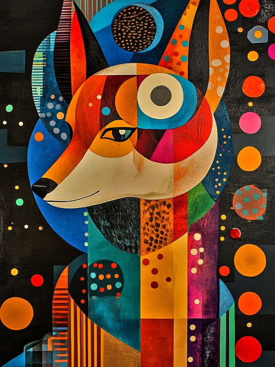 Алмазная мозаика без подрамника «Лиса абстракция» 50x40 см