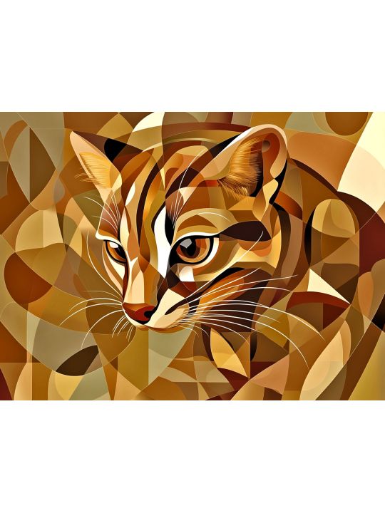 Алмазная мозаика без подрамника «Дикая кошка» 25x20 см