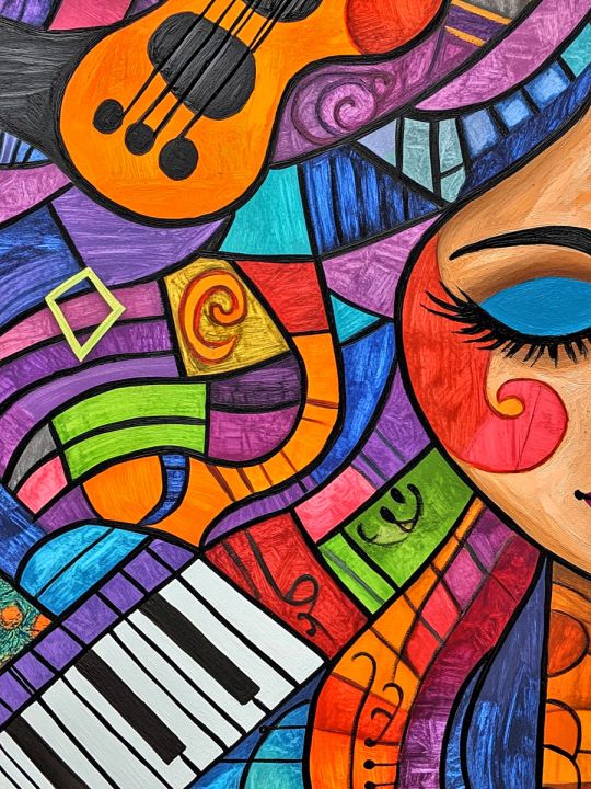 Алмазная мозаика без подрамника «Музыка» 50x40 см