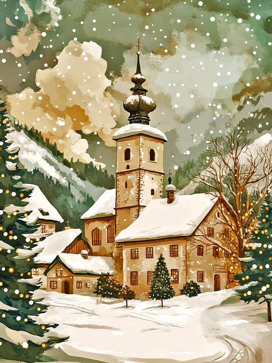 Алмазная мозаика без подрамника «Рождество» 50x40 см