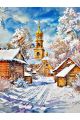 Алмазная мозаика без подрамника «Зима в деревне» 50x40 см