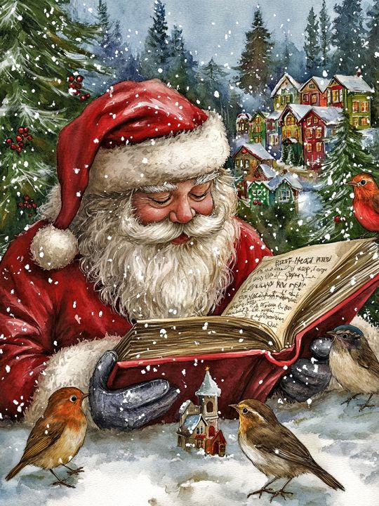 Алмазная мозаика без подрамника «Сказки от Санты» 40x30 см