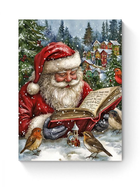 Алмазная мозаика на подрамнике «Сказки от Санты» 40x30 см, 50 цветов