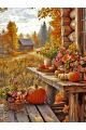 Алмазная мозаика без подрамника «Осень в деревне» 25x20 см