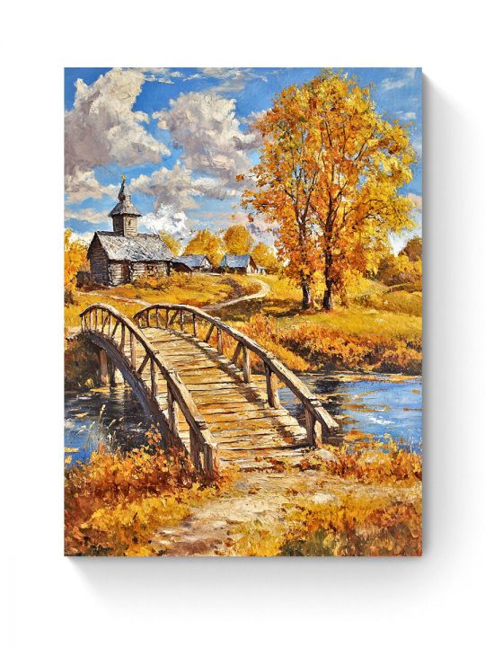 Алмазная мозаика на подрамнике «Осень в деревне» 50x40 см