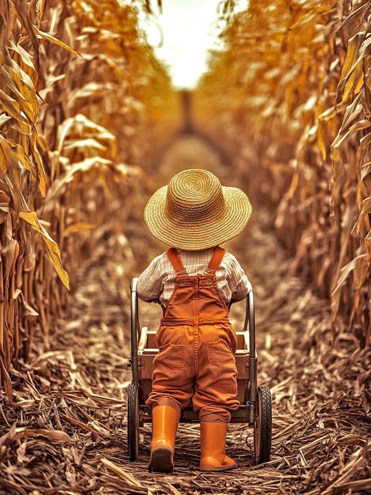 Алмазная мозаика без подрамника «Осень в деревне» 25x20 см