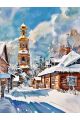 Алмазная мозаика без подрамника «Зима в деревне» 50x40 см