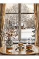 Алмазная мозаика без подрамника «Зима в деревне» 50x40 см
