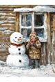 Алмазная мозаика без подрамника «Зима в деревне» 35x25 см