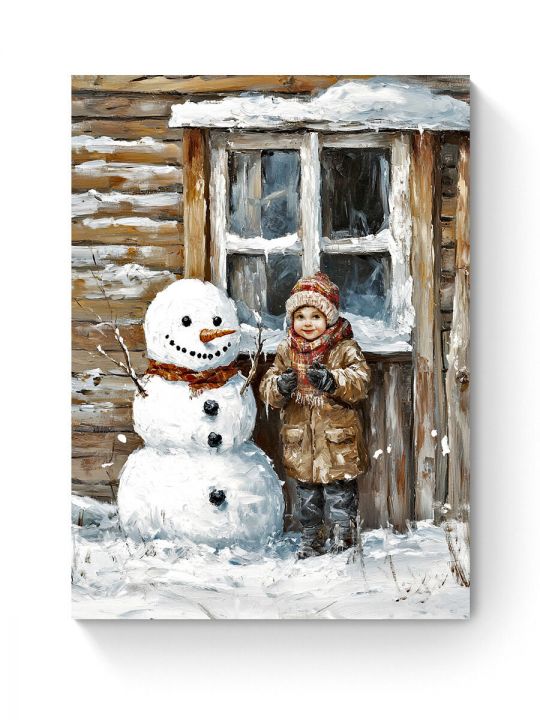 Алмазная мозаика на подрамнике «Зима в деревне» 40x30 см