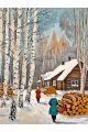 Алмазная мозаика без подрамника «Зима в деревне» 130x100 см