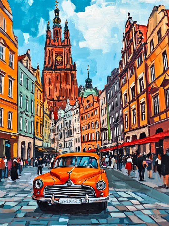 Алмазная мозаика без подрамника «Ретро авто» 50x40 см