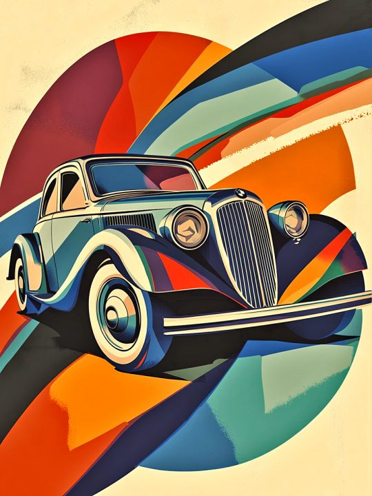Алмазная мозаика без подрамника «Ретро авто» 25x20 см
