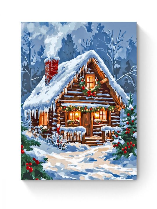 Алмазная мозаика на подрамнике «Сказочный домик» 40x30 см