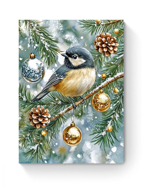 Алмазная мозаика на подрамнике «С Новым Годом» 40x30 см, 50 цветов