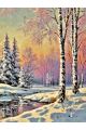 Алмазная мозаика без подрамника «Зимний закат» 40x30 см