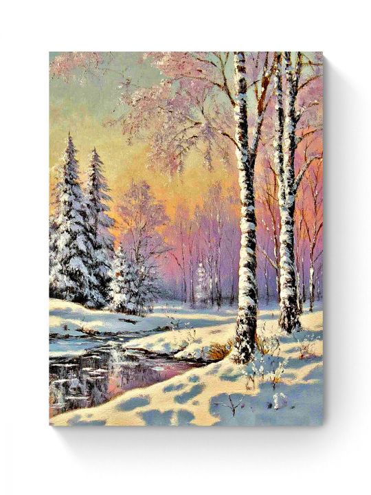 Алмазная мозаика на подрамнике «Зимний закат» 40x30 см