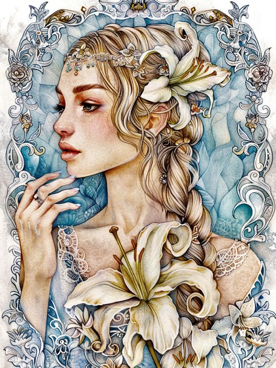 Алмазная мозаика без подрамника «Фея цветов» 50x40 см