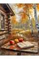 Алмазная мозаика без подрамника «Осень в деревне» 60x45 см