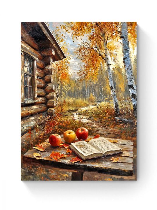 Алмазная мозаика на подрамнике «Осень в деревне» 80x60 см