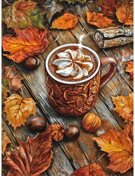 Алмазная мозаика без подрамника «Осень в деревне» 50x40 см