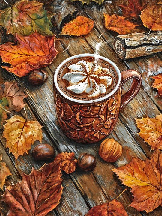 Алмазная мозаика без подрамника «Осень в деревне» 50x40 см
