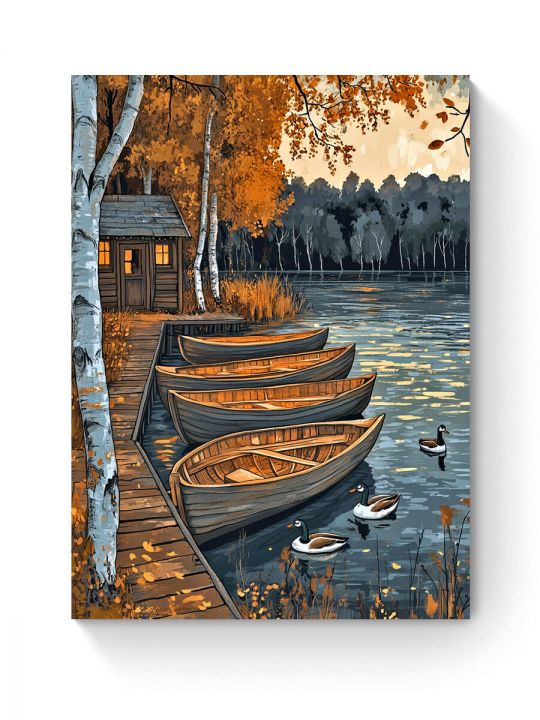 Алмазная мозаика на подрамнике «Осень в деревне» 40x30 см