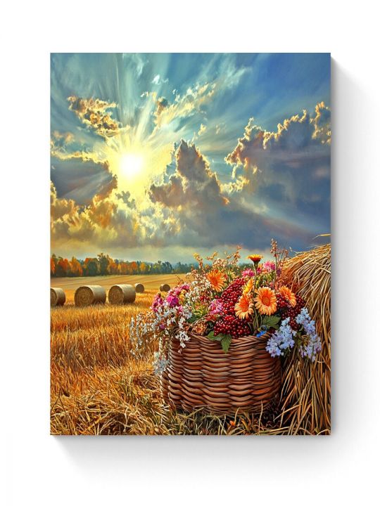 Алмазная мозаика на подрамнике «Осень в деревне» 50x40 см